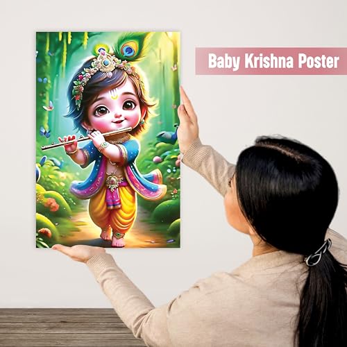 Image of Twinster Bal krishna Posters Photo for Pregnant Women, Baby Poster Self Adhesive (Size 45 cm by 30 cm) Pack of 1 (Design 3)