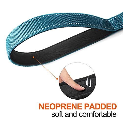 Twoear 4Ft 1In Strong Blue Dog Leash With 2 Padded Handles, Traffic Handle Extra Control, Comfortable Soft Dual Handle, Auto Lock Hook, Reflective Walking Lead For Small Medium And Large Dogs #TOP3