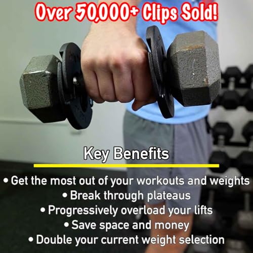 Image of 1.25 Pound Weight Clips - Adds 2.5 Total Pounds - For Dumbbells, Kettlebells, and Barbells - 1.25 Weight - Dumbbell Add Weight - Dumbbell Weight Clips - Weight Clip - Fractional Weight Plates (4 Clip Pack)