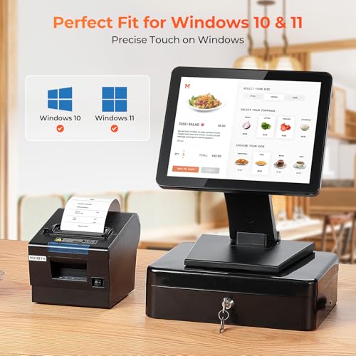 Image of MUNBYN 15.6-inch POS Touchscreen Monitor, 1920 x 1080 Resolution, HDMI /VGA Connectivity, IP54 Waterproof & Dustproof, Stable Metal Base