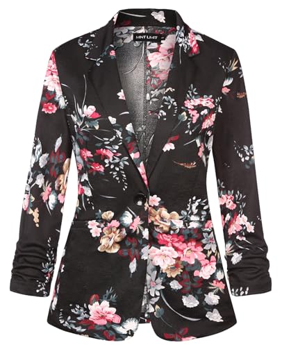 MINTLIMIT Women's 3/4 Ruched Sleeve Blazer Suit Jacket Casual Blazer