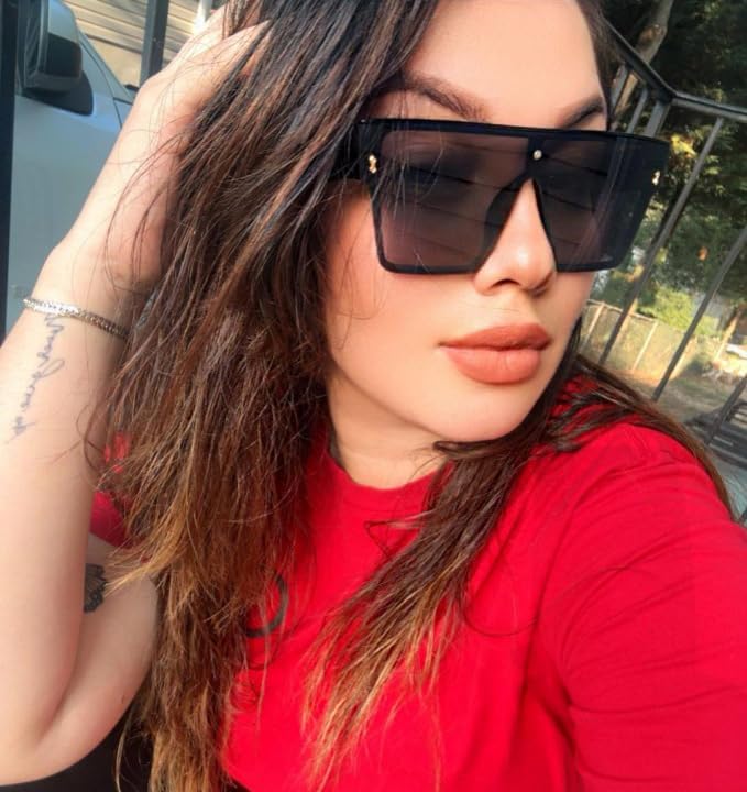 Karsaer Chic Oversized Square Women Men One Piece Sunglasses Fashion Flat Top Large Unisex Sunglasses Women Men K7110 - Image 2