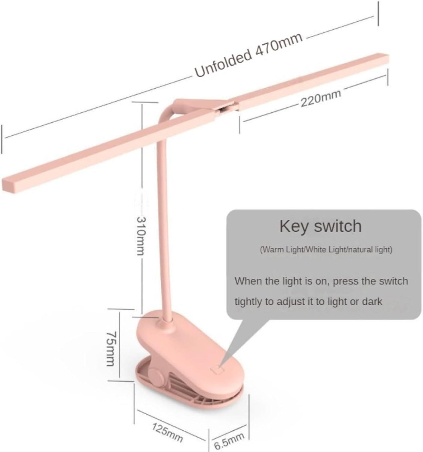 Lampada da scrivania a LED, a doppia testa, regolabile, con 30 modalità dimmerabili, ricaricabile con clip, per casa, ufficio e studio