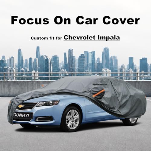 Image of GUNHYI Premium Car Cover Custom Fit Chevrolet Impala(2000-2021), 16 Layers Heavy Duty Car Cover Waterproof All Weather with Zipper Door for Sun Rain Snow Dust Uv Protection