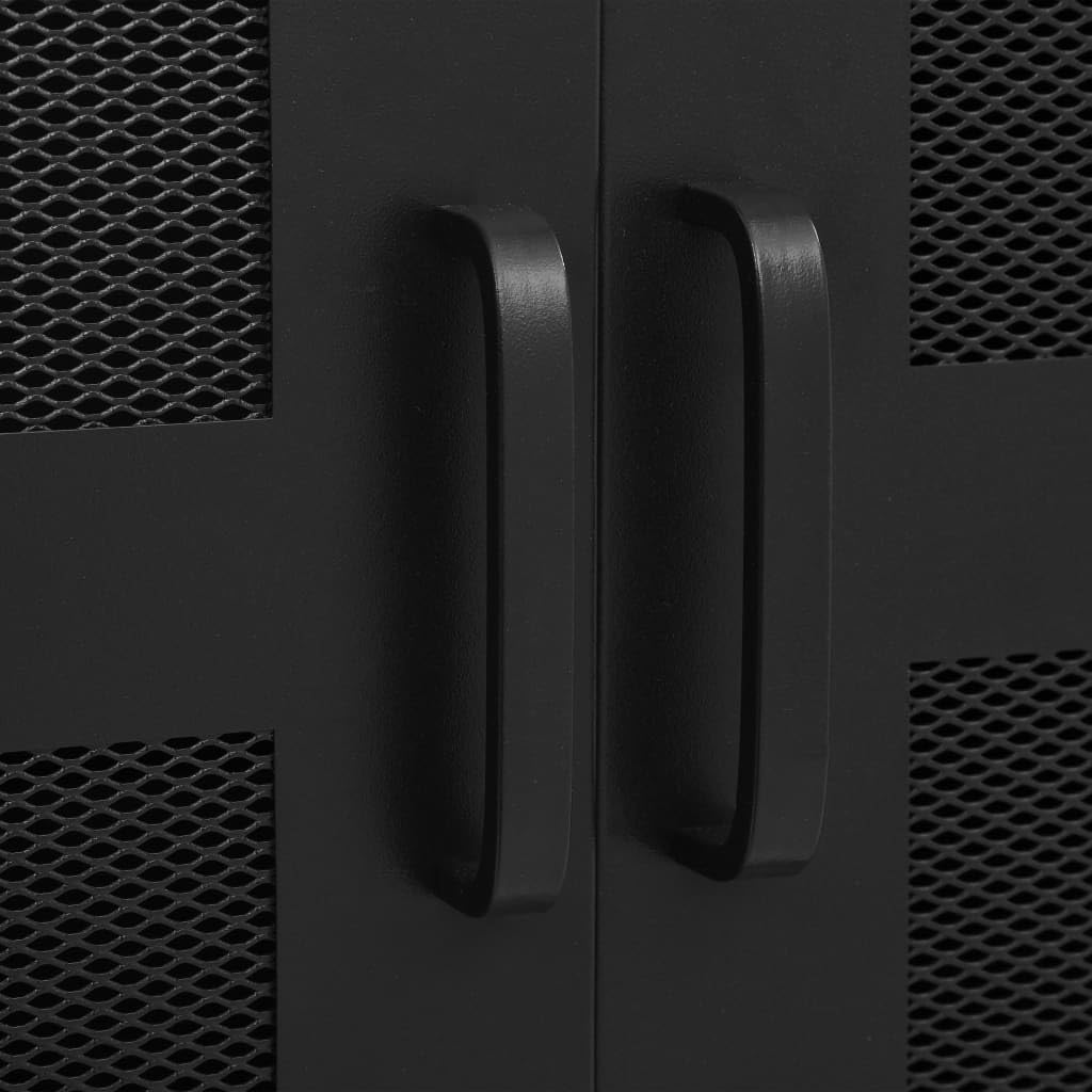 vidaXL Armario Oficina Indutrial Puertas Malla Mueble de Despacho Archivador Cajones Compartimentos Almacenamiento Organizador Acero Negro