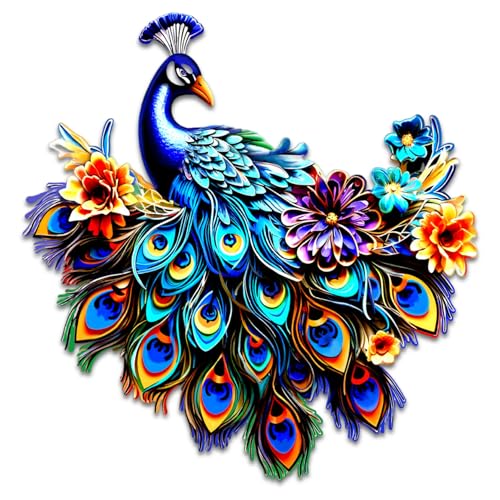 Odoukey Décor de Paon, Art Mural de Paon en métal, décoration Murale créative et réaliste en Fer pour clôture Jardin extérieur