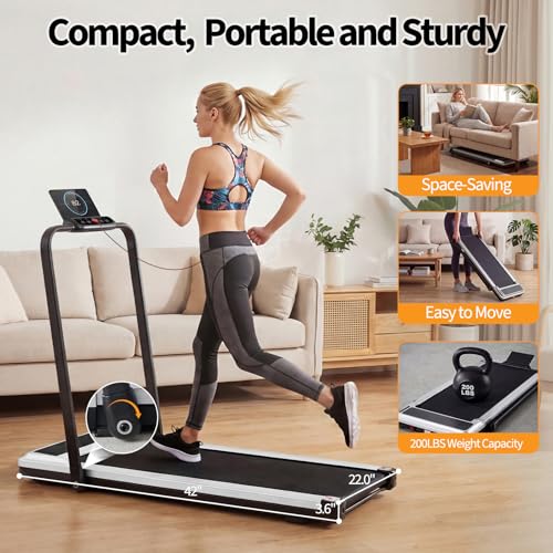 Image of NEWBULIG Under Desk Walking Pad Treadmill, Portable Compact Electric Treadmill with Remote Control, Quiet Fitness Equipment & LED Display for Home & Office, Black&Sliver