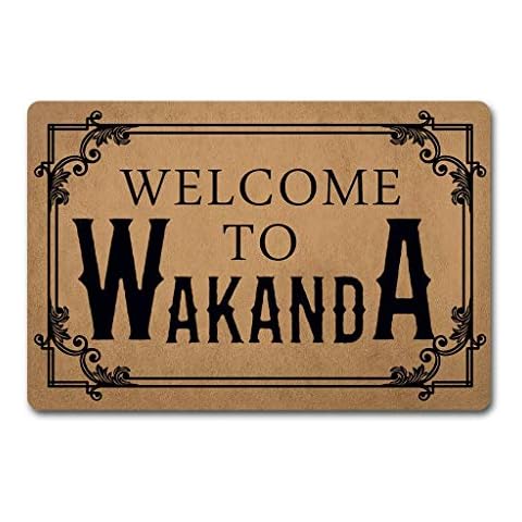 ZQH Entrance Door Mat Welcome to Wakanda Doormat Black Panther Rugs Monogram Door Mats (23.6 X 15.7 in) Non-Woven Fabric Top with a Anti-Slip Rubber Back Door Rugs Washable Doormat Cover