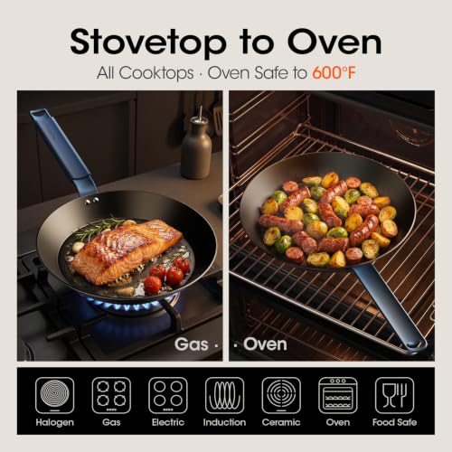 Image of 10 Inch Preseasoned Carbon Steel Frying Pan, Snowflake Texture