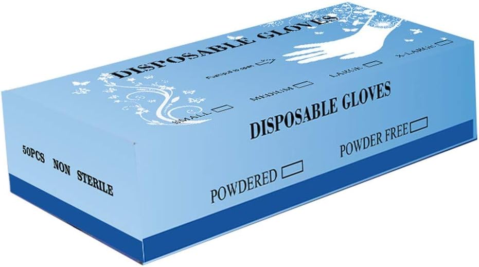 Bylater Disposable Clear Gloves, Powder Free, Latex Free, 50 Pcs, Dispenser Pack, for Cleaning, Mechanics, Automotive, Industrial, Food Handling, Tattoo(M.Clear)