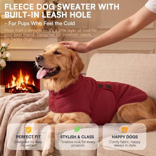 Image of Queenmore Small Dog Sweater,Soft Fleece Dog Vest Dog Jacket with Leash Hole