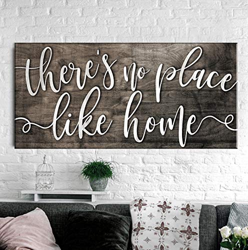 Sense of Art | There's No Place Like Home V2 | Home Wall Decor | House Warming Presents|Home Decor For Living Room|Rustic Home Decoration|Living room decor (Brown, 60x27)