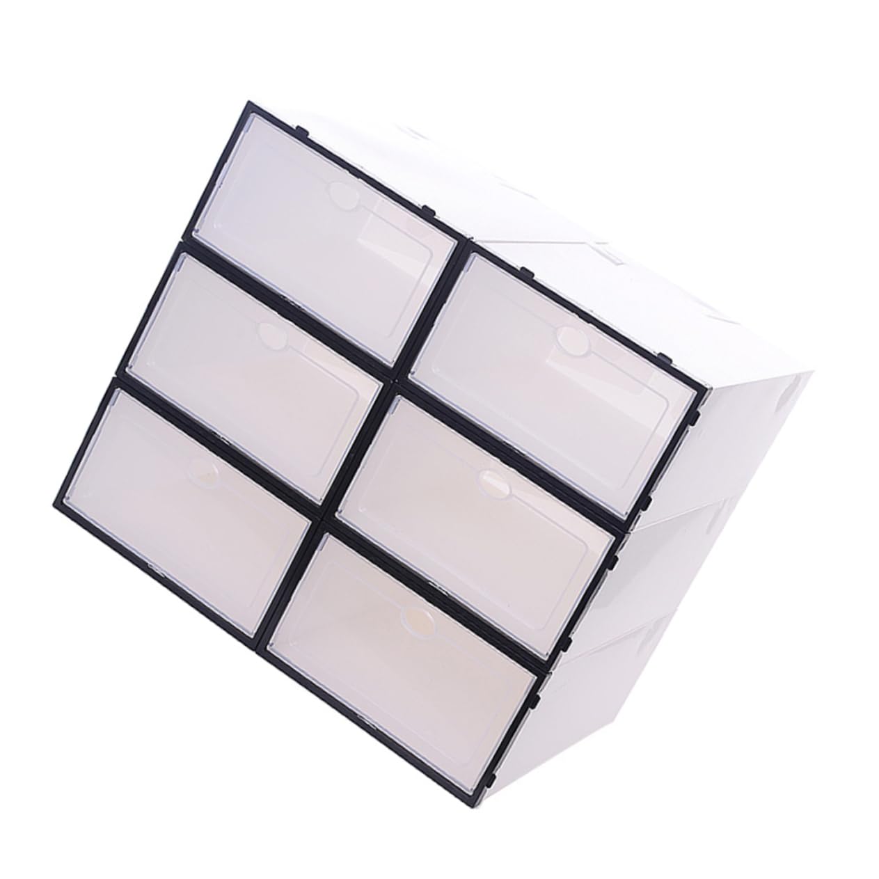 Cabilock 6Pcs Transparent Thickened Shoe Container Stackable Shoe Storage Bins for Organized Footwear Plastic Design for Closet and Entryway