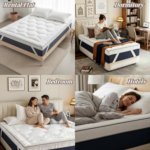 Microfibre Small Double Mattress Topper, 4 Inch/10cm Extra Thick Soft Quilted Mattresses Toppers, 1200 GSM Heavy Filling, Hotel Quality, Anti Slip Corner Straps Secure Fit All UK Bed Sizes 122x190 - Image 5