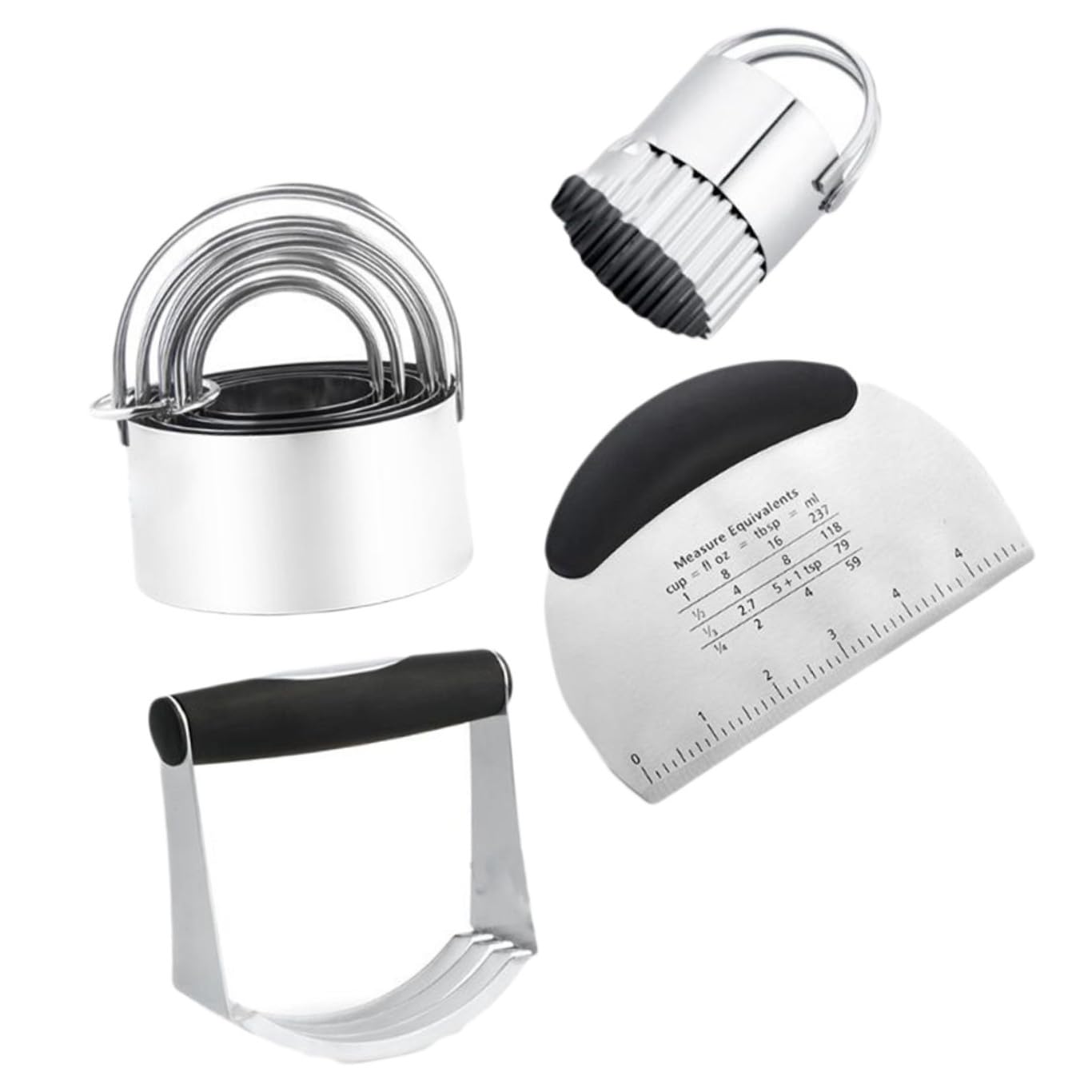 Cabilock Set de Utensilios de Repostería Cortador de Galletas de Acero Inoxidable y Escala de Medida, Adecuado para Hornear Pan y Pasteles