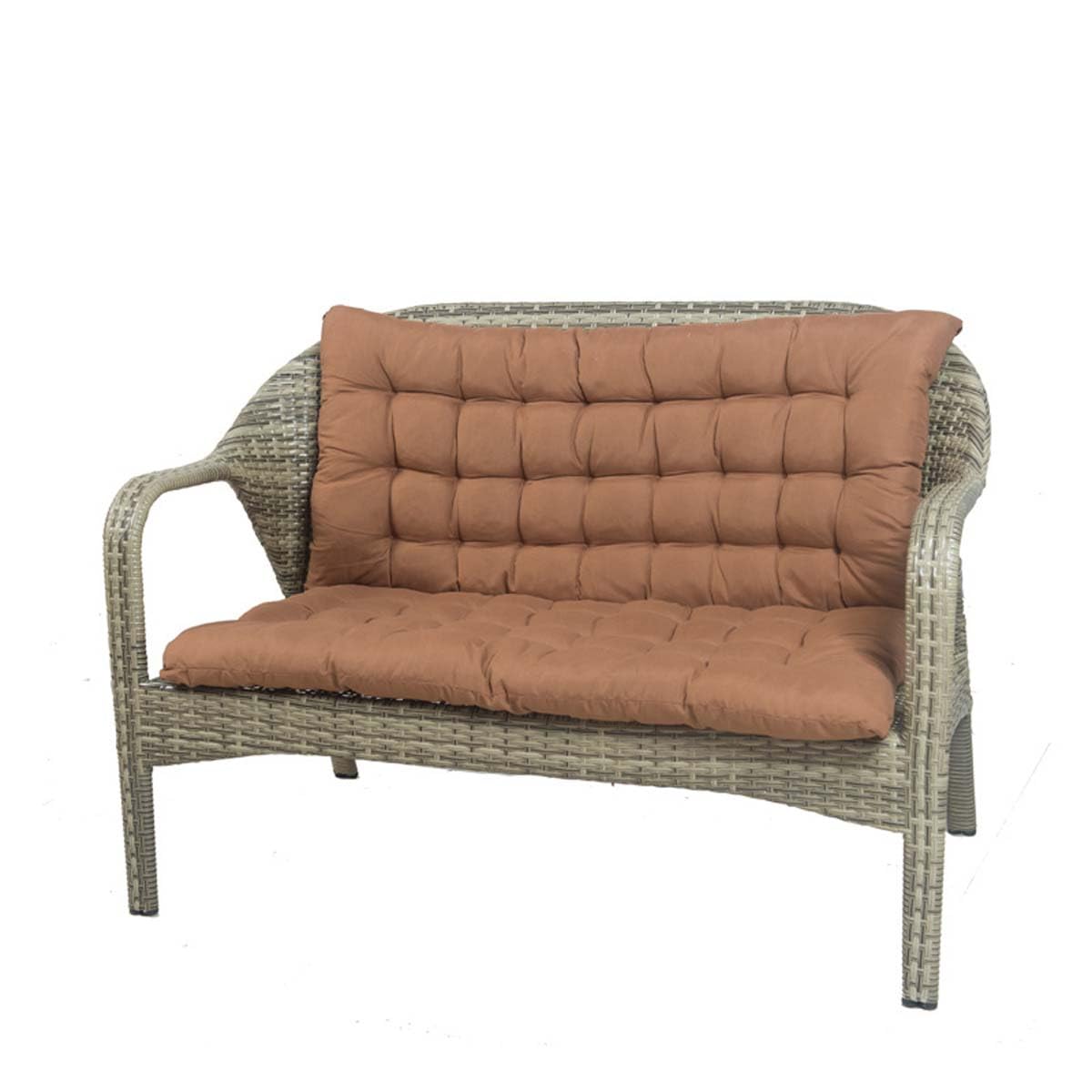 (solo cuscino per seduta), cuscini per dondolo da esterno spessi 8 cm, con schienale, cuscino di ricambio, per panca da giardino a 2-3 posti, per mobili da giardino (100 x 100 x 8 cm, marrone)