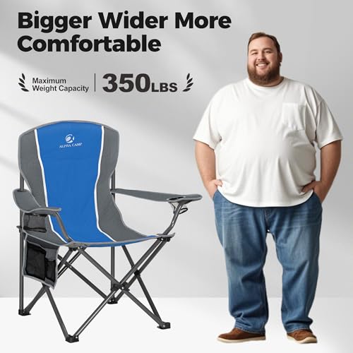 image for ALPHA CAMP Oversized Camping Folding Chair Heavy Duty Steel Frame Supp