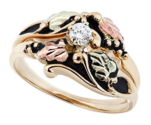 10k Yellow Gold Antiqued Diamond Black Hills Gold Engagement Wedding Ring Set (.25 Ct., Color I-J, Clarity I1)4
