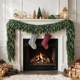 9FT Christmas Cedar Garland, Realistic Artificial Pine Greenery Garland with Flexible Wired Branches, Faux Holiday Garland for Mantle, Fireplace, Staircase, Table, Door, Indoor Outdoor Winter Decor