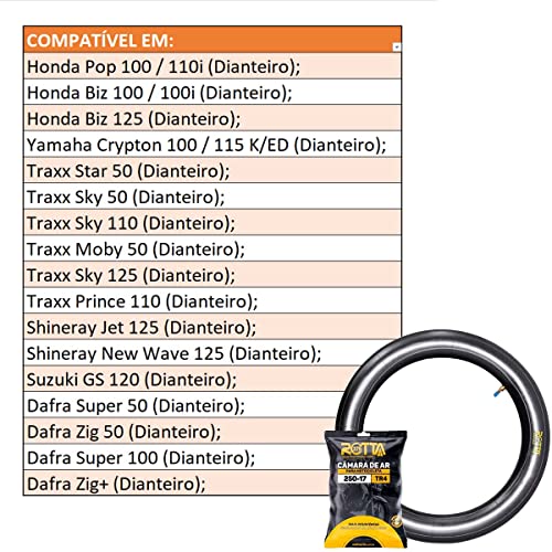 Câmara De Ar Para Pneu De Biz Dianteiro 2.50-17 E 60/100-17