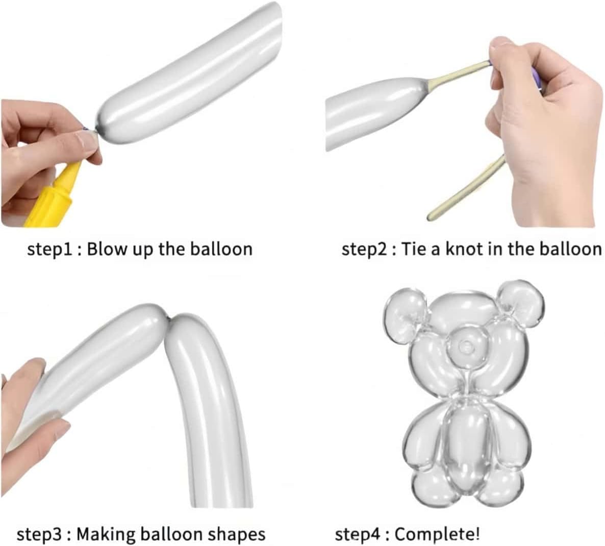 1200 Pcs Long Balloon Animal Making Kit 60 Inch Clear 260 Twisting Balloons for Party Decorations and Crafts