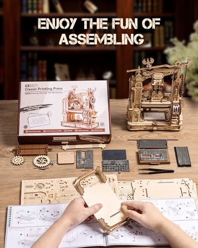 3D Puzzles for Adults - Wooden Puzzles for Adults, Classic Printing Press Building Kits, Wood Puzzles - Image 9