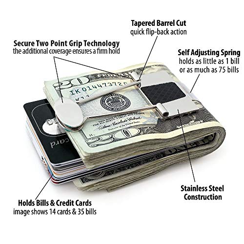 Image of Speidel Stainless Steel Ionic Plated Metal Money Clip for Men, Bill Binder Clip, Wallet, Credit Card Holder, Minimalist Slim Money Clip