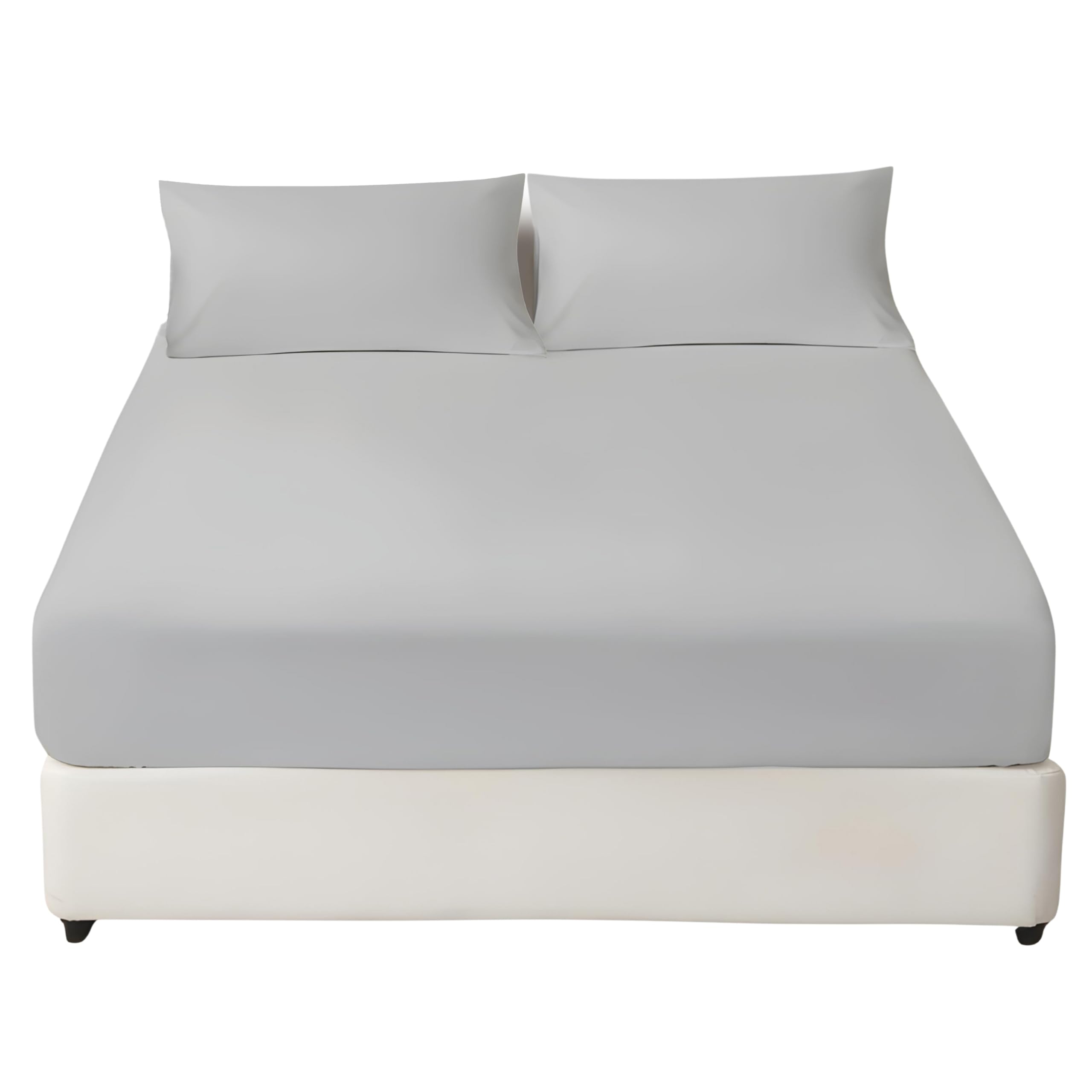 BRIT COTTON® Silver King 100% Egyptian Cotton Fitted Sheet – 200 Thread Count, 16-Inch (40cm) Extra Deep Pocket, Soft & Breathable Luxury Bedding for Thick Mattresses
