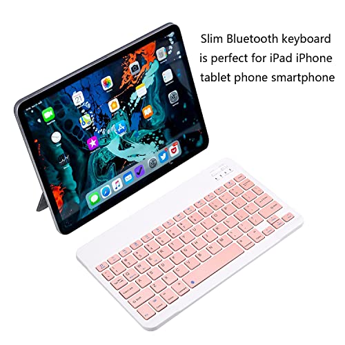 Ultra-Slim Bluetooth Keyboard Portable Mini Wireless Keyboard Rechargeable for Apple iPad iPhone Samsung Tablet Phone Smartphone iOS Android Windows (10 inch Pink) - Image 3