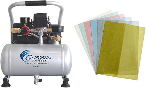 California Air Tools CAT-1P1060S Compresor de aire portátil ligero y silencioso, plateado y Zona 37-948 3M papel de pulido húmedoseco, 8-12 pulgadas