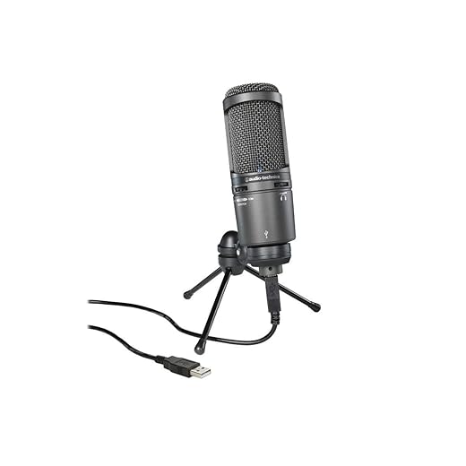 Audio-Technica AT2020USB+ Cardioid Condenser USB Microphone, With Built-In Headphone Jack & Volume Control, Perfect for Content Creators (Black)