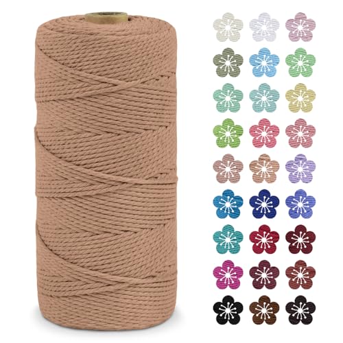 LEREATI Macrame Cord 2mm x 200m, Thick Macrame Rope Natural Cotton Rope Craft String