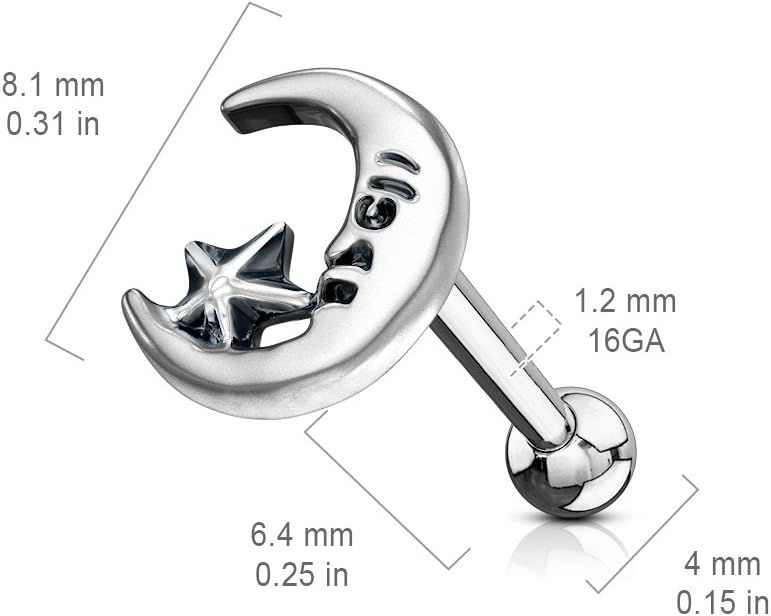 Pierced Owl - Antique Silver Plated Ear Cartilage Studs - Available in Hamsa Hand, Tribal Sun, Moon and Star