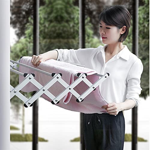 Wall Mounted Space-Saver Clothes Household Easy Storage Drying Rack Folding 4 Drying Rods Washing Cloth Line Airer Bathroom Towel Rail Bar Hooks Retractable Clothes Dry Racks (Size Selfless dedication - Image 3