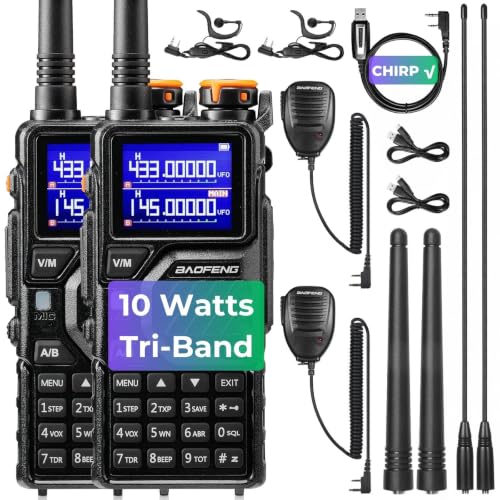 BAOFENG K5PLUS 10W Ham Radio with Speaker Mic & Programming Cable [2 Packs]