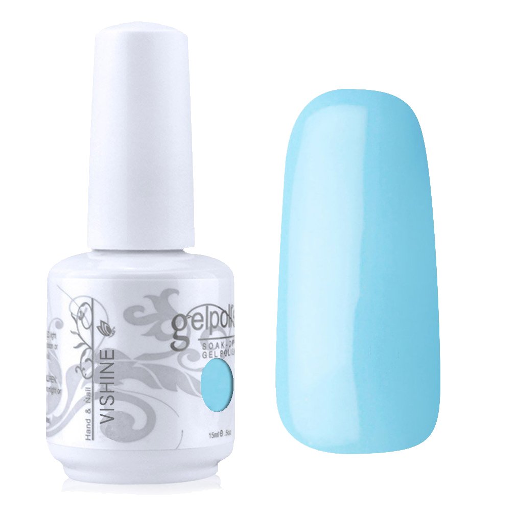 VishineGelpolish Gel Nail Polish Lacquer Shiny Color Soak Off UV LED Manicure Pinkish Blue(1595)