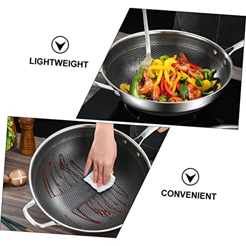 Wok de acero inoxidable con diseño de panal compatible con inducción miniatura 4