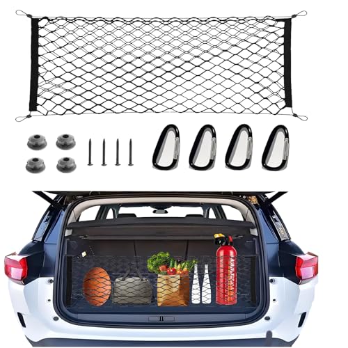 Cargo Net Stretchable,Car Exterior Accessories for SUV, Jeep, Trucks, Double-Layered Network Car Exterior Accessories for Secure Storage 35.4x15.8 inch