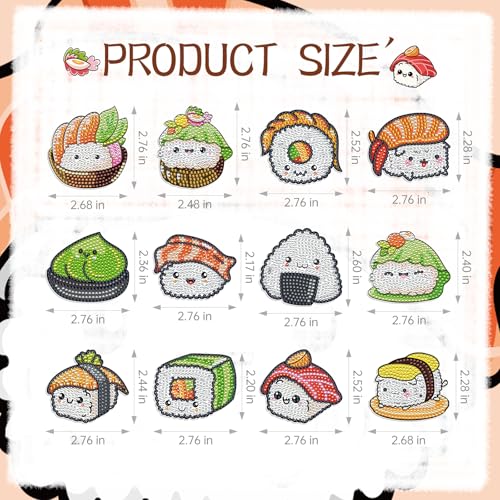 Imanes Decorativos Sushi Diamond Art, Kit 3D 12 pzas miniatura 3
