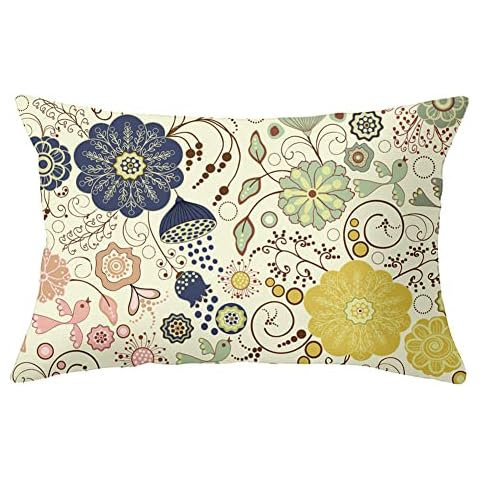 Juego de 1 Fundas de cojín con Estampado a Doble Cara Algodón de Lino 40x70cm Flores Simples Cover