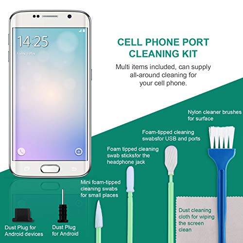 Frienda 32 Piece Cell Phone Cleaning Kit, Headphone Jack Cleaning Tool, USB Charging Port and Anti Dust Plug, Compatible with Note 8, LG V30+, V30, and Other Micro USB Charging Port Android Devices