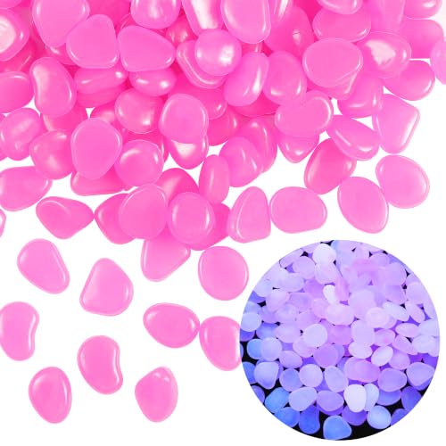 Image of OSOPOLA 150 PCS Glow in The Dark Rocks - Purple Luminous Stones | Fish Tank Accessories Turtle DIY Decor Pebbles for Fairy Garden Yard FD05DP150