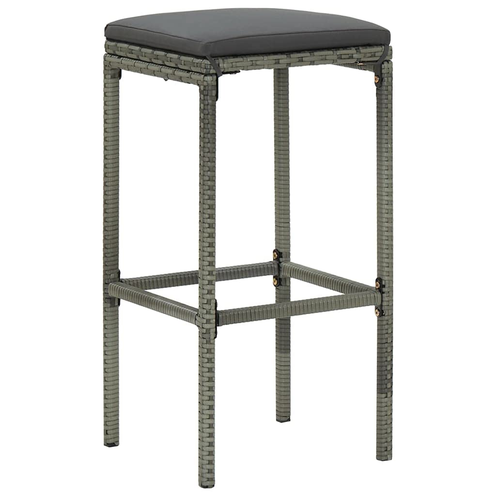 Set de Bar para jardín 5 Piezas y Cojines ratán sintético Gris Bar Exterior Jardin,Mesa Silla para Patio Terraza Balcón Barra Bistró Muebles L306H915