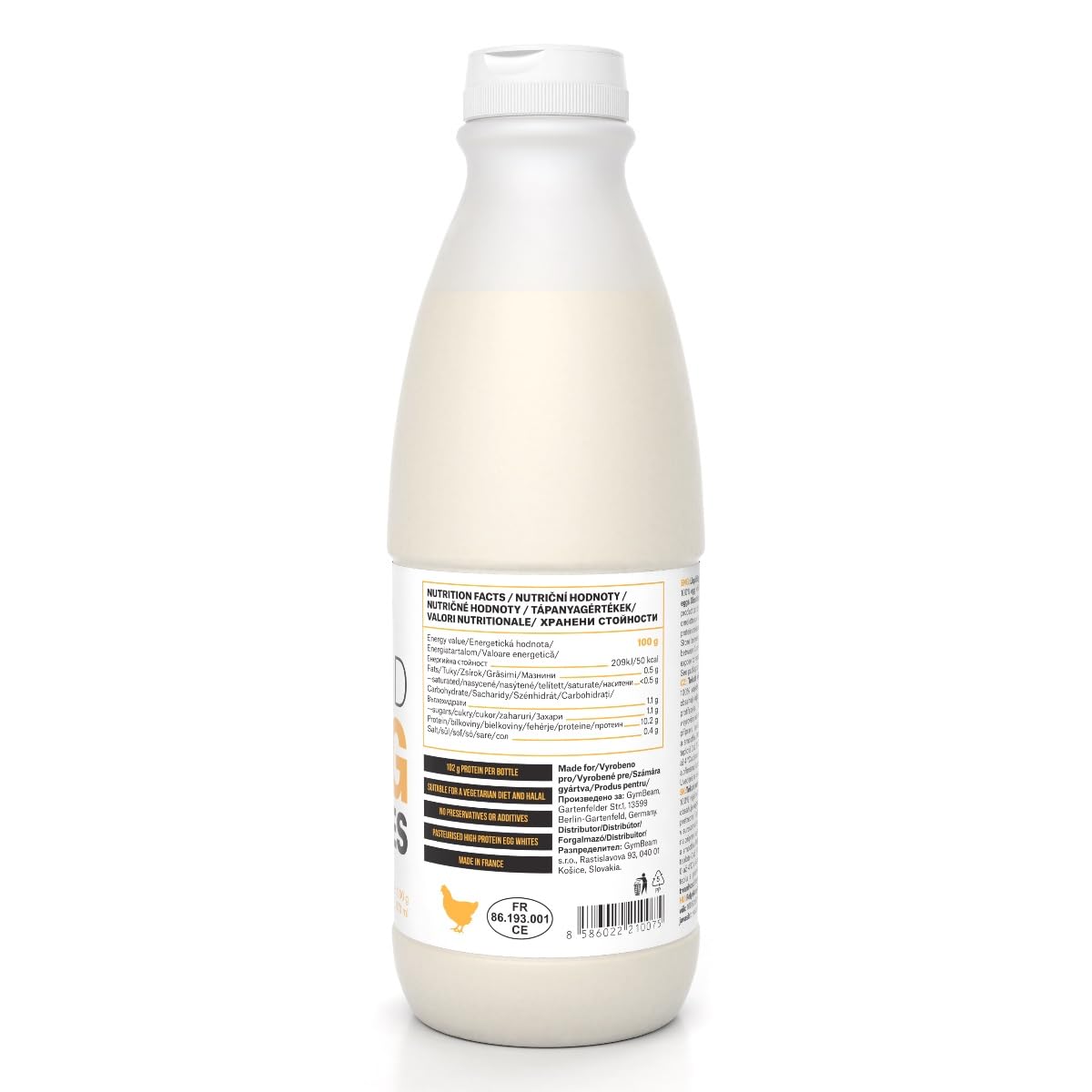 GymBeam Flüssiges Eiklar 1000g - praktische Form von 100% Eiklar, schnelle und vollwertige Eiweißquelle, ideal fpr Proteinshakes, Backen und Kochen (1000 g (3er pack), Unflavored)