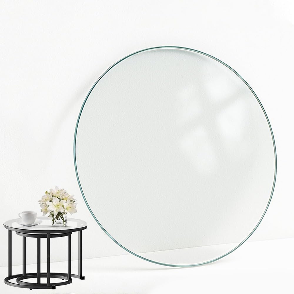 Round Tempered Glass Table Top Clear Pencil Edge 24in 32in 36in 40in Replacement Glass For Patio Dining Table, Coffee, Tables(680mm(27in))