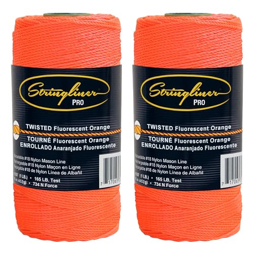 35706 Mason’s Line Replacement Rolls – 1 Lb. #18 Construcción Rollos de Repuesto Trenzado FL Naranja 1080'. (2 Paquetes)