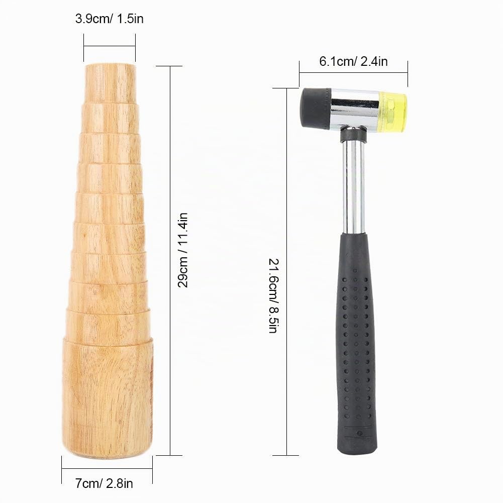 Set di Strumenti per Gioielli, Martello di Gomma con Anello di Legno, Misuratore di Misura, Strumenti di Riparazione, Kit per Creazione Gioielli