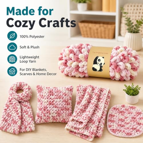 Image of Loop Yarn 5Packs,Shenlin Chunky Chenille Yarn for Hand Knitting Baby Blanket,Machine Washable Polyester Fluffy Thick Bulky Yarn for Scarfs,Craft Projects