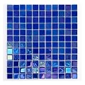 Tenedos HTC Cobalt Blue Glass Mosaic Tiles – Iridescent Glossy Finish Wall Tile for Kitchen Backsplash, Bathroom Shower, Pool and Spa Accent Features (1 Sheet)