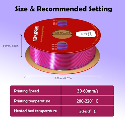 Image of Reprapper Triple Color Filament Coextrusion PLA Filament 1.75mm for 3D Printer, Multicolor Like Dual Color Rainbow PLA, 2.2lbs (1kg), Silk PLA Red /Gold /Blue